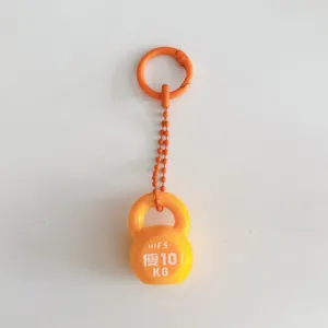 Simpatico portachiavi kettlebell fitness arancione con catena di perle per zaino borsa.