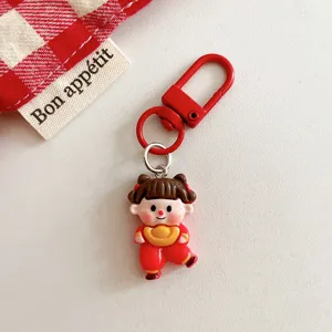 Red cartoon fuwa keychain cute anime character backpack pendant ornament for new year gift