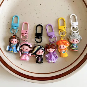 Cute ethnic style cartoon girl keychain pendant lovely bag charm gift for students