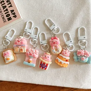 Cute little pig keychain cartoon student gift school bag pendant cute decoration set item