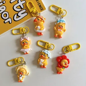 Joli porte-clés canard de dessin animé, pendentif animal en résine créatif pour sac à dos.