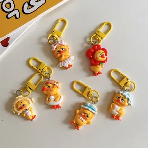 Mignon drôle canard jaune porte-clés pendentif dessin animé sac à dos accessoire cadeau.