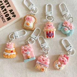 Cute cartoon pig keychains set resin pendant backpack accessories student gifts