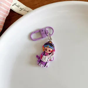 Cute cartoon Chinese style opera character keychain pendant for backpack bag accessory gift.