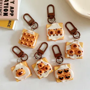 Porte-clés toast capybara mignon pendentif sac à dos dessin animé créatif pour étudiants