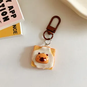 Mignon capybara toast porte-clés résine sac pendentif dessin animé sac à dos décoration article.