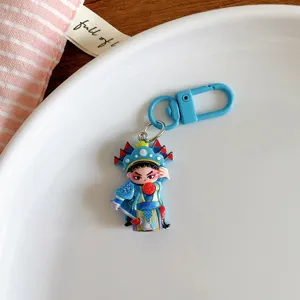 Chinese opera cartoon character keychain cute blue metal clasp bag pendant accessory
