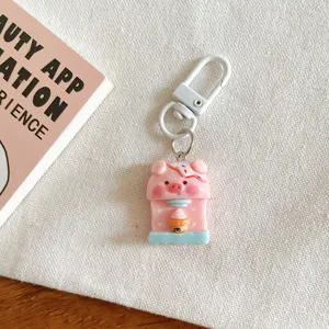 Cute pink pig vending machine keychain cartoon student gift bag backpack accessory!