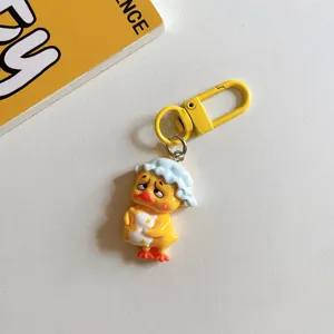 Charmant porte-clés canard dessin animé, drôle de pendentif pour sac de fille.