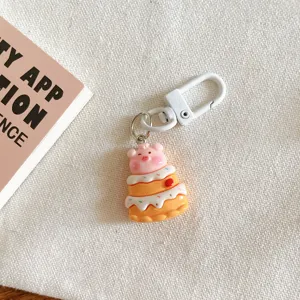 Cute cartoon pig cake keychain pendant bag hanging ornament accessory for students bestie.