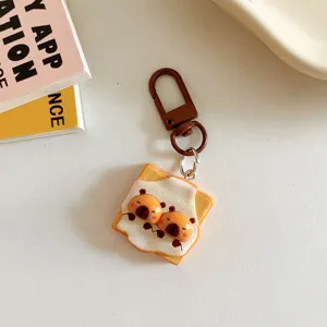 Joli porte-clés toast capybara, pendentif sac cochon d'eau en résine, accessoire de sac.