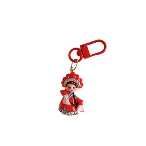 Cute Chinese opera character keychain bag pendant red opera doll backpack ornament gift