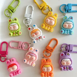 Mignon porte-clés poupée potelée coloré grenouillère animal pendentif cartable sac à dos accessoire
