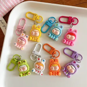 Mignon dessin animé grosse poupée porte-clés sac pendentif, coloré anneau charme accessoire pour cadeau.
