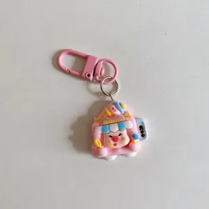 Cute cartoon pink pig ice cream keychain backpack accessory trendy school bag pendant charm