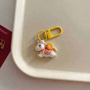 Cute cartoon horse keychain with coin bag charm creative accessory for daily use and gifts