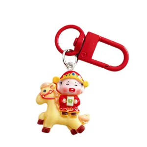 Año Nuevo Dios De La Riqueza Caballo Llavero Lindo Dibujos Animados Fortuna Mascota Bolso Colgante Festivo Bendición Ornamento Accesorios Regalo