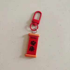 Porte-clés rouleau chinois rouge pendentif porte-bonheur sac charme cadeau Nouvel An