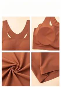 Seamless ice silk wireless bra detail view showcasing soft breathable fabric and cups.