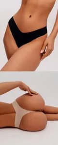 Seamless ice silk thong detail view, comfortable stretch underwear in classic solid colors.