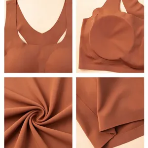 Seamless wireless ice silk bra for women, comfort push up racerback underwear top daily wear