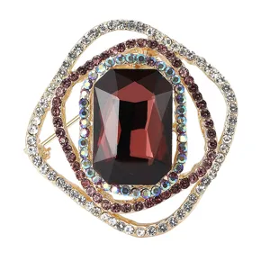 Exquisite quadratische Strass-Brosche, mehrschichtiges Kristall-Design für Damen.