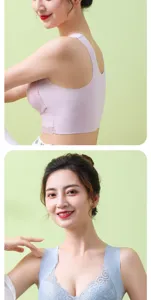 Detail shot of the wireless lace bra showing comfortable fabric and side support features.