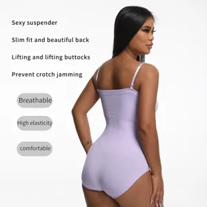 Women seamless bodysuit shapewear tummy control lifting butt sexy lavender underwear
