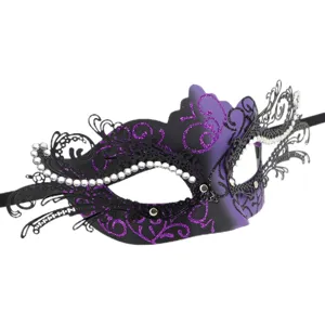 Elegante Metall Schmetterling Maskerade Maske mit Strass und Perlen für Partys.