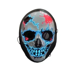 Halloween LED Light Up Skull Mask Horror El Wire Glowing Creepy Mascara For Costume Party Bar Festival Props Decorative Mask