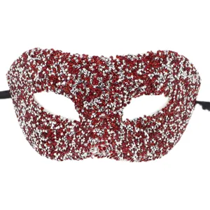 Masque de bal masque strass rouge argent brillant cristal pour fete d Halloween