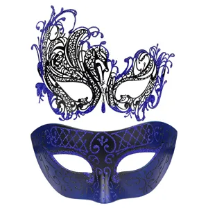 Prachtige set maskerade maskers met laser-gesneden glitters en strass voor feestjes.