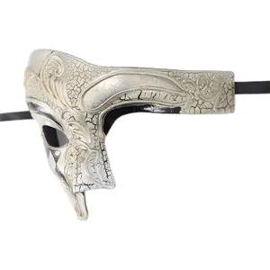 Maschera veneziana vintage travestimento mezza faccia fantasma opera festa Halloween argento