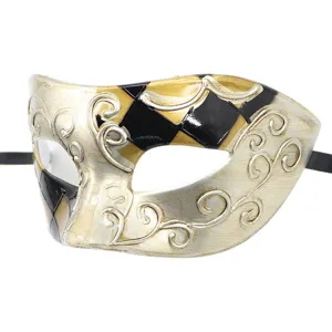 Dettaglio maschera veneziana, vintage oro nero quadro festa mascherata, oggetto Halloween.