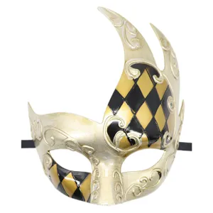 Venetiaans masquerade masker retro zwart goud ruit feest Halloween carnaval masker
