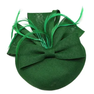 Elegante Fascinator Hoed Voor Vrouwen Met Veer Strik Handgemaakte Pillbox Hoed Voor Bruiloft Cocktailparty Bruids Haaraccessoires