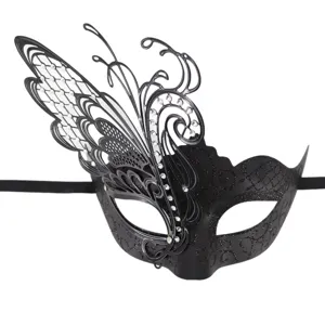 Maschera farfalla in metallo nero con strass per festa in maschera cosplay halloween!