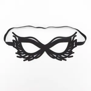 Black masquerade eye mask Halloween party lace feather style elastic strap accessory