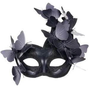 Details der schwarzen Schmetterling Maske, ideal für Halloween und bunte Kostüm Partys.