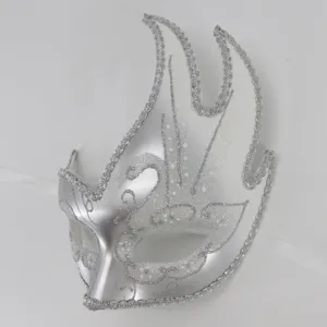 Silver Venetian masquerade mask flame swan party ball Halloween costume party decoration