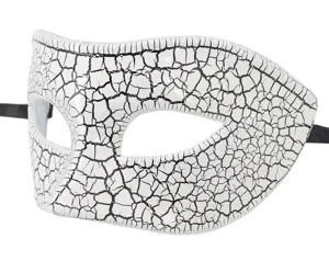 White black crackle masquerade mask for men, Venetian half face party Halloween costume prop