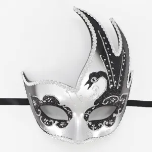 Venetian masquerade mask black swan flame curved corner party Halloween carnival costume prop