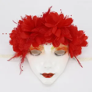 Halloween Maskerade rote Blumen Maske Party Gesicht Dekoration Zubehoer fuer Damen Maedchen