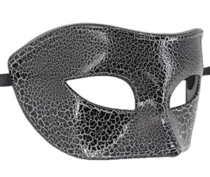 Men's masquerade mask silver crackle finish Halloween party costume eye mask cool