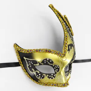 Venice Masquerade Mask Flame Curved Horn Black Swan Party Halloween Carnival Costume Detail