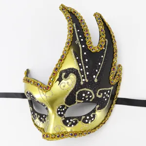 Venetian Masquerade Mask Black Gold Swan Flame Party Halloween Costume Accessory Prop