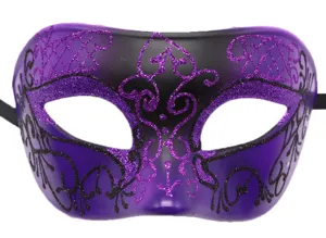 Elegante paarse glinsterende maskerbalmasker voor Halloween-feesten, kostuumballen en festivalevenementen.