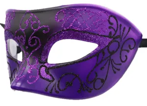 Purple black glitter masquerade mask for Halloween party cosplay dress up event celebration item