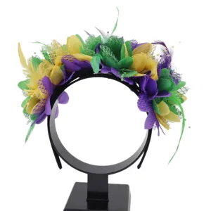 Carnival Halloween feather flower headband colourful party hair accessory for women
