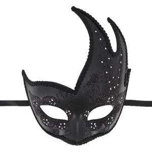 Venice masquerade mask black swan flame horn design for party Halloween carnival costume.